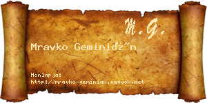 Mravko Geminián névjegykártya